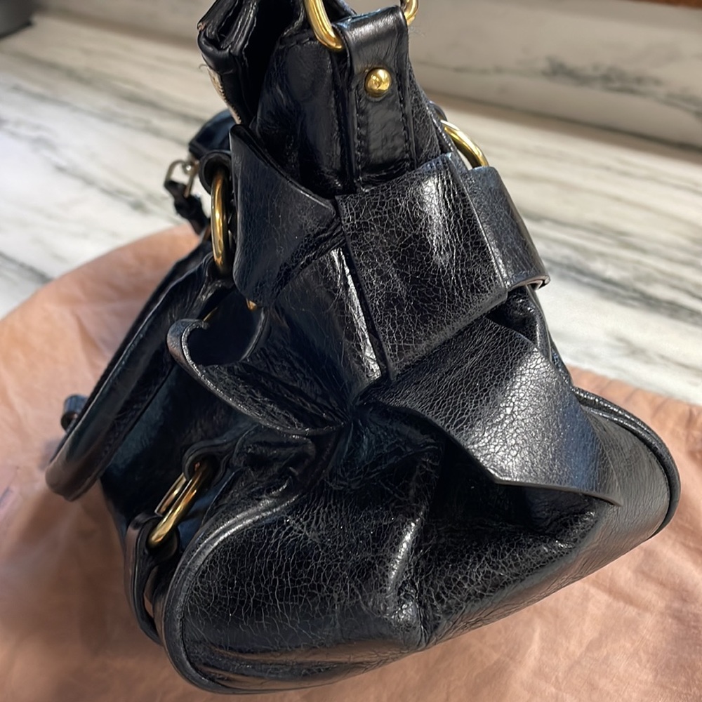 Miu Miu Bow Vitello Bag In Black W/ Gold Hardware - image 3